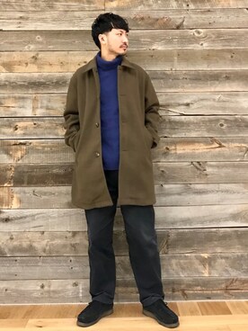 「CIAOPANIC TYPY（チャオパニックティピー）のアイテム（ステンカラーコート）」を使った、おがしょーさん（メンズ・178cm）の冬コーディネート