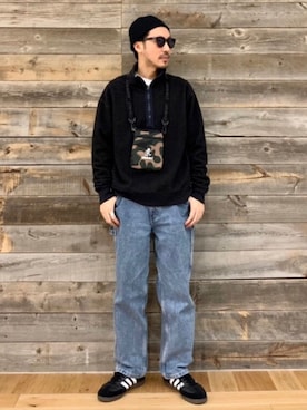 「Gramicci（グラミチ）のアイテム（バッグ）」を使った、おがしょーさん（メンズ・178cm）の冬コーディネート