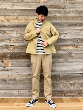 「DANTON（ダントン）のアイテム（カバーオール）」を使った、おがしょーさん（メンズ・178cm）の冬コーディネート