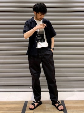 「真っ黒コーデ」｜「アイテム（その他）」を使った、おがしょーさん（メンズ・178cm）の夏コーディネート