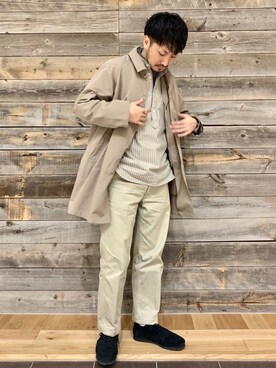 「CIAOPANIC TYPY（チャオパニックティピー）のアイテム（ステンカラーコート）」を使った、おがしょーさん（メンズ・178cm）の冬コーディネート