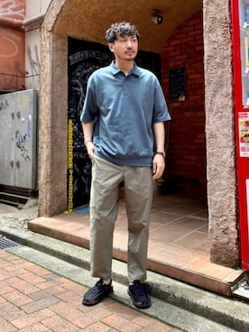 「ワイドテーパードパンツ」｜「アイテム（その他）」を使った、おがしょーさん（メンズ・177cm）の夏コーディネート