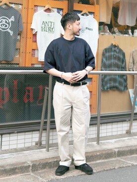 「CIAOPANIC TYPY（チャオパニックティピー）のアイテム（その他シューズ）」を使った、おがしょーさん（メンズ・177cm）の春コーディネート
