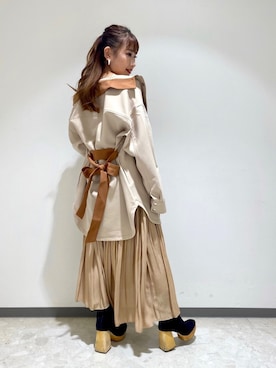 「抜き襟」｜「アイテム（ジャケット/アウター）」を使った、hikariさん（レディース・151cm）の秋コーディネート