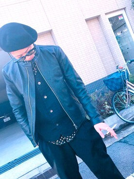 「アキコーデ」｜「アイテム（ライダースジャケット）」を使った、かんたさん（メンズ・167cm）の夏コーディネート