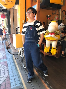 「MUJI」｜「アイテム（サロペット/オーバーオール）」を使った、Maximum さん（メンズ・160cm）の夏コーディネート
