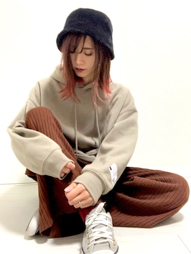 「Code Kelly（コードケリー）のアイテム（帽子）」を使った、あや◡̈♡さん（レディース・157cm）の冬コーディネート