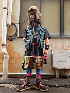 「EK BY NEW ERA（イーケーバイニューエラ）のアイテム」を使った、GANGSTA.さん（メンズ・158cm）の夏コーディネート