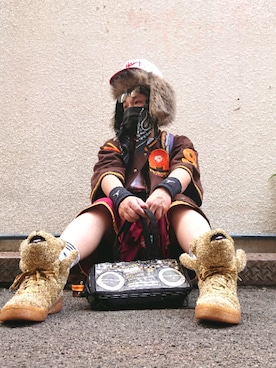 「JOYRICH(ジョイリッチ)のアイテム(帽子)」を使った、GANGSTA.さん(メンズ・158cm)の夏コーディネート