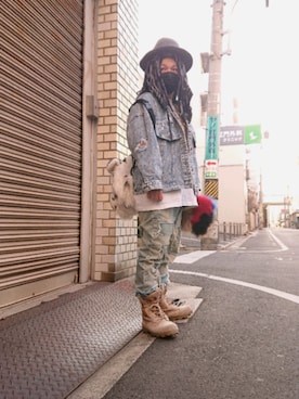 「ROTHCO（ロスコ）のアイテム（ブーツ）」を使った、GANGSTA.さん（メンズ・158cm）の春コーディネート
