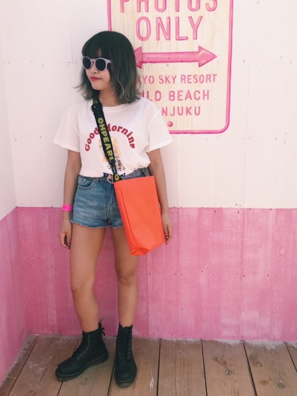 「jouetie、I&ME、summer style」｜「jouetieのアイテム（Tシャツ/カットソー、ホワイト系）」を使った、Rinさん（レディース・149cm）の春コーディネートの1枚目の写真