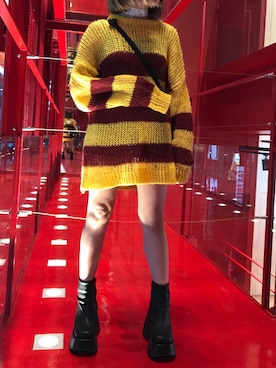 「UNIF（ユニフ）のアイテム（ブーツ）」を使った、Rinさん（レディース・149cm）の秋コーディネート