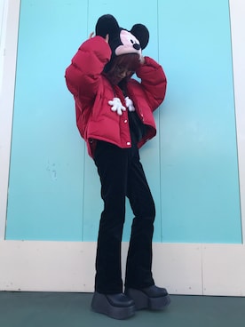 「UNIF（ユニフ）のアイテム（ブーツ）」を使った、Rinさん（レディース・149cm）の冬コーディネート