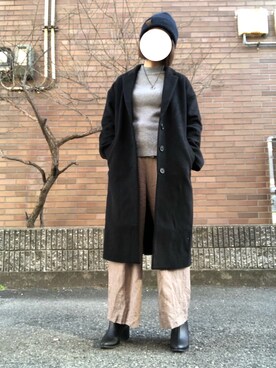 「A part by（アパートバイ）のアイテム（チェスターコート）」を使った、有希さん（レディース・159cm）の冬コーディネート
