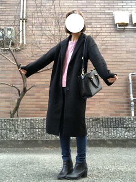 「A part by（アパートバイ）のアイテム（チェスターコート）」を使った、有希さん（レディース・159cm）の冬コーディネート