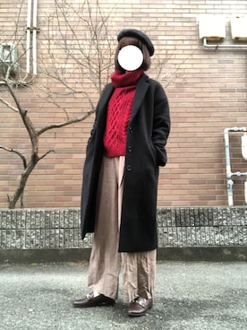 「A part by（アパートバイ）のアイテム（チェスターコート）」を使った、有希さん（レディース・159cm）の冬コーディネート