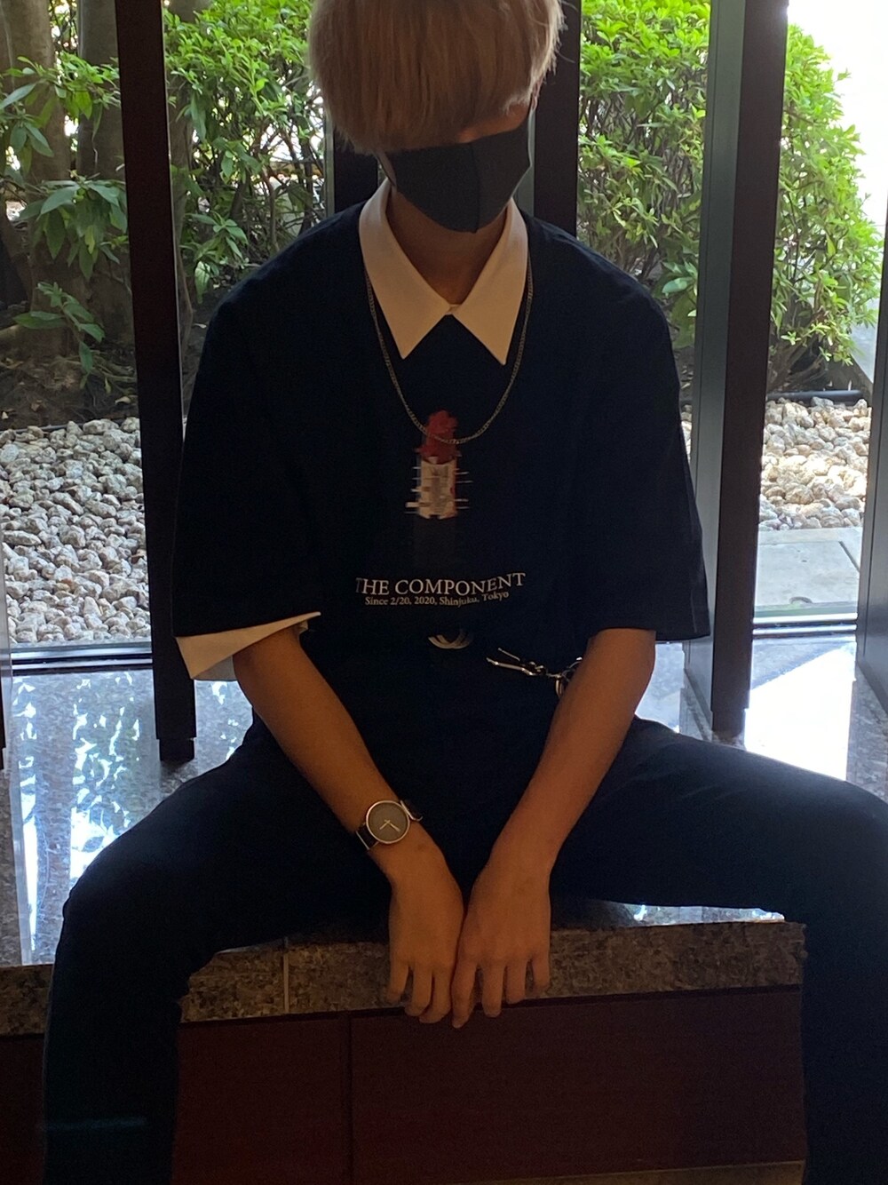 「今日のコーデ、オーバーサイズ、タックイン、韓国ファッション、韓国コーデ、ビッグT、シャツスタイル、k-pop、summer、キレイめ」｜「THE COMPONENTのアイテム（Tシャツ/カットソー、ブラック系）」を使った、YUSUKE(THECOMPONENT)さん（メンズ・172cm）の夏コーディネートの1枚目の写真