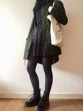「H&M（エイチ・アンド・エム）のアイテム（ミリタリージャケット）」を使った、kiguchiさん（レディース・158cm）の冬コーディネート