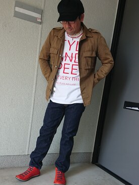 「アイテム（キャスケット）」を使った、ジョージさん（メンズ・178cm）の秋コーディネート