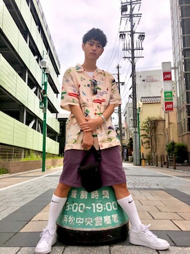 「H&M（エイチ・アンド・エム）のアイテム（バッグ）」を使った、Fumiya Sankaiさん（メンズ・169cm）の夏コーディネート