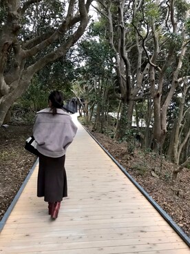 「Ameri（アメリ）のアイテム（ムートンコート）」を使った、ayp❤︎さん（レディース・156cm）の冬コーディネート