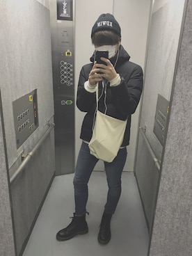 「EDWIN（エドウィン）のアイテム（帽子）」を使った、たけしさん（メンズ・173cm）の冬コーディネート