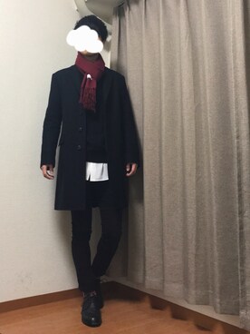 「LAD MUSICIAN（ラッドミュージシャン）のアイテム（チェスターコート）」を使った、ゆう☺︎さん（メンズ・169cm）の冬コーディネート