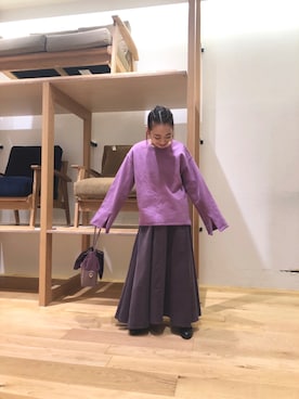 「アイテム（手袋、パープル系）」を使った、ｍａｋｉｋｏさん（レディース・149cm）の冬コーディネート