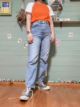 「ハイウエストストレートジーンズ」｜ｺﾘｺさん（レディース・156cm）の夏コーディネート