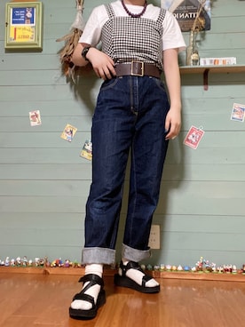 「ハイウエストストレートジーンズ」｜ｺﾘｺさん（レディース・156cm）の夏コーディネート