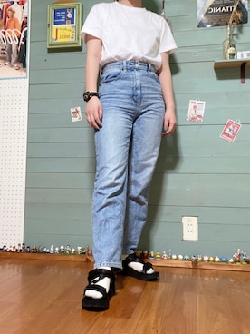 「ハイウエストストレートジーンズ」｜ｺﾘｺさん（レディース・156cm）の夏コーディネート