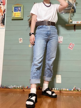 「ハイウエストストレートジーンズ」｜ｺﾘｺさん（レディース・156cm）の夏コーディネート