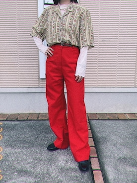 「着回し赤パンツ」｜ｺﾘｺさん（レディース・156cm）の秋コーディネート