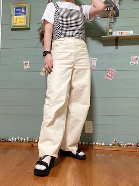 「コクーンシルエットジーンズ」｜ｺﾘｺさん（レディース・156cm）の夏コーディネート
