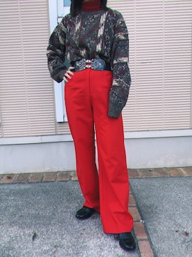 「着回し赤パンツ」｜ｺﾘｺさん（レディース・155cm）の冬コーディネート