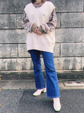 「全身古着」｜ｺﾘｺさん（レディース・155cm）の冬コーディネート