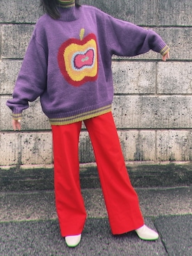 「着回し赤パンツ」｜ｺﾘｺさん（レディース・155cm）の冬コーディネート