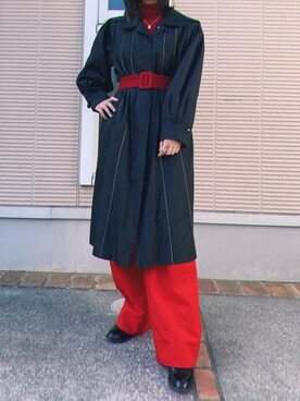 「着回し赤パンツ」｜ｺﾘｺさん（レディース・155cm）の冬コーディネート