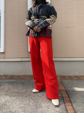 「着回し赤パンツ」｜ｺﾘｺさん（レディース・155cm）の春コーディネート