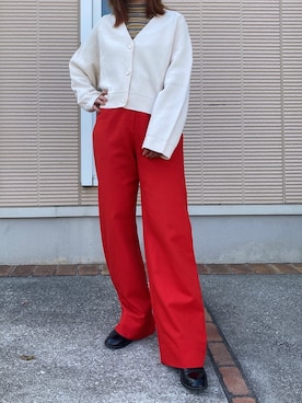 「着回し赤パンツ」｜ｺﾘｺさん（レディース・155cm）の春コーディネート