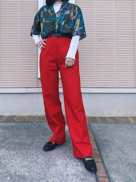 「着回し赤パンツ」｜ｺﾘｺさん（レディース・155cm）の春コーディネート