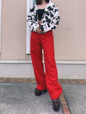 「着回し赤パンツ」｜ｺﾘｺさん（レディース・155cm）の春コーディネート