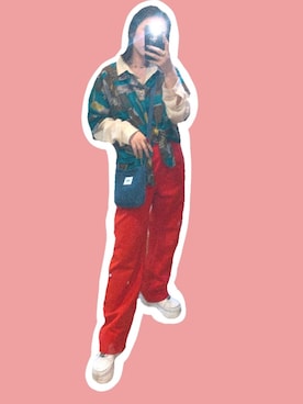 「着回し赤パンツ」｜ｺﾘｺさん（レディース・155cm）の夏コーディネート
