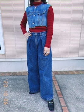 「秋のマイ旬スタイル」｜「アイテム（デニムジャケット）」を使った、ｺﾘｺさん（レディース・155cm）の秋コーディネート