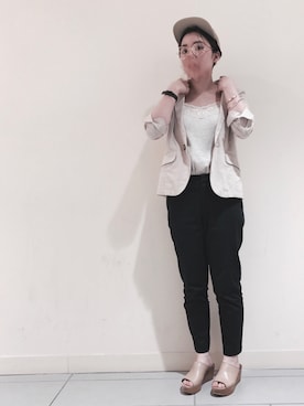 「アイテム（キャミソール、ベージュ系）」を使った、™️さん（レディース・156cm）の春コーディネート