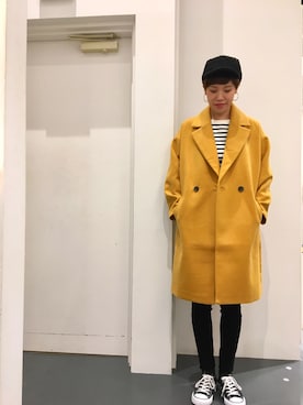 「LEE」｜「アイテム（チェスターコート）」を使った、KIKUCHIさん（レディース・169cm）の秋コーディネート