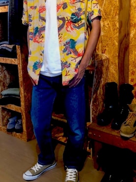 「ALOHA（アロハ）のアイテム」を使った、リースさん（メンズ・173cm）の夏コーディネート