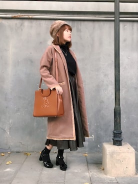 「休闲」｜「アイテム（その他アウター）」を使った、mochiさん（レディース・162cm）の秋コーディネート