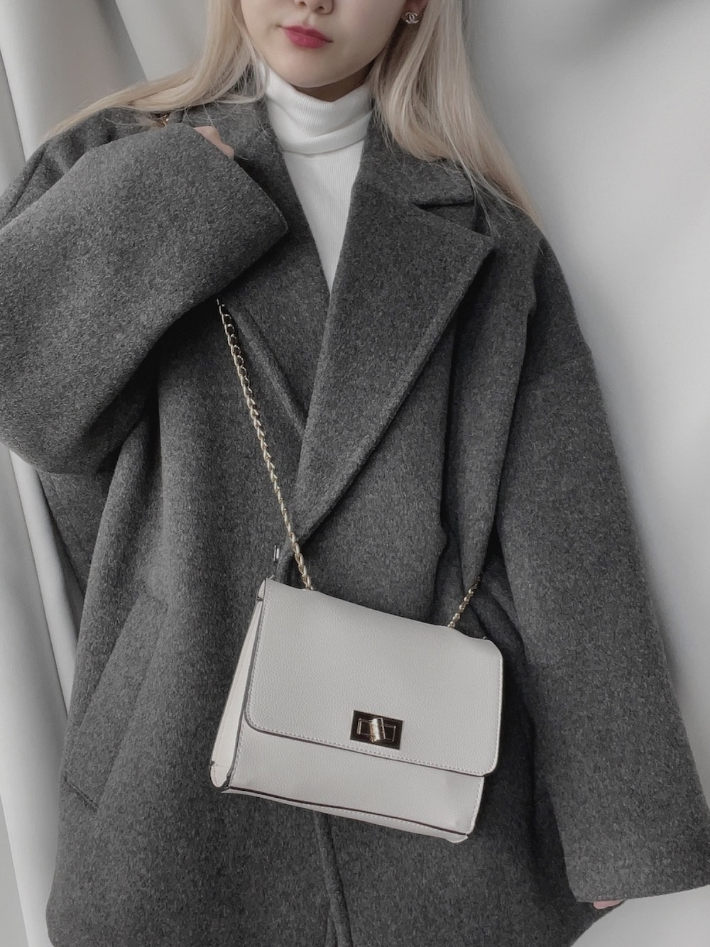 「春コーデ、低身長、きれいめカジュアル、GRL、JEANASiS、ZARA、chanel、Gogosing、YOSUKE、グレーコーデ」｜「JEANASISのウールビーバーショートジャケット/890433（その他アウター、グレー系）」を使った、rubyさん（レディース・154cm）の春コーディネートの1枚目の写真