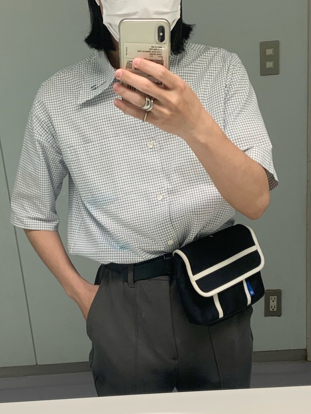 「kudos、ADER error、adererror、春」｜「kudosの"O EXCLUSIVE" kudos PLUS 5CM SHIRT（シャツ/ブラウス、ホワイト系）」を使った、nsさん（メンズ・165cm）の春コーディネートの1枚目の写真